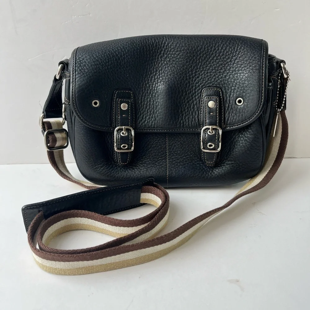Coach Black Pebbled Leather Field Crossbody Bag 9609